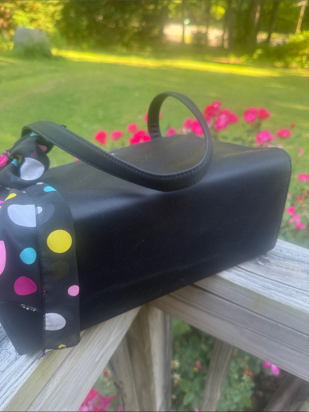 Kate Spade Black Shoulder Bag with Polka Dot Scarf - Picture 5 of 5